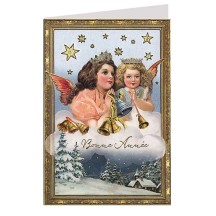 Beautiful Angels with Bells Gold Stamped Christmas Card ~ Germany