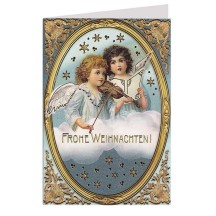 Musical Angels Gold Stamped Christmas Card ~ Germany