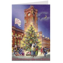 Rotes Rathaus Berlin Glittered Christmas Card ~ Germany