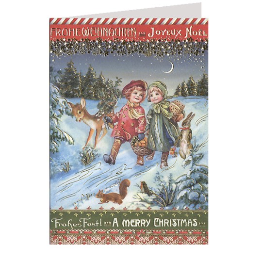 Forest Walk Embossed and Foiled Christmas Card ~ Germany