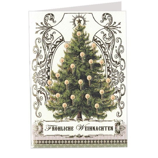 Classic Christmas Tree Embossed and Foiled Christmas Card ~ Germany