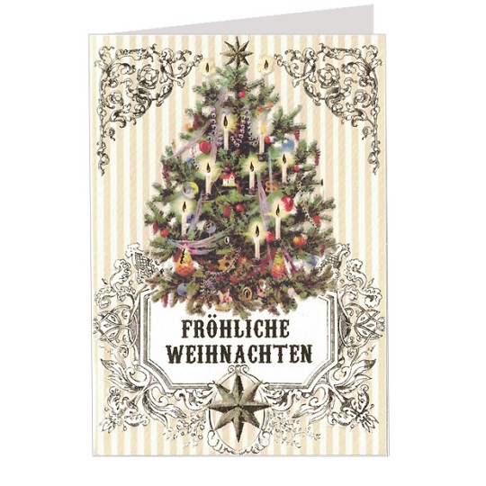 Old Fashioned Christmas Tree Embossed and Foiled Christmas Card ~ Germany