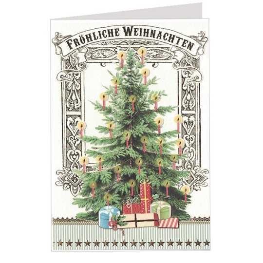 Christmas Tree with Gifts Embossed and Foiled Christmas Card ~ Germany