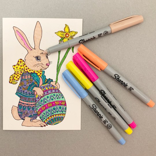 DIY Bunny with Egg Easter Card to Color or Paint 