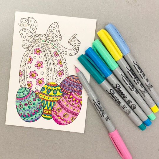 DIY Fancy Eggs Easter Card to Color or Paint