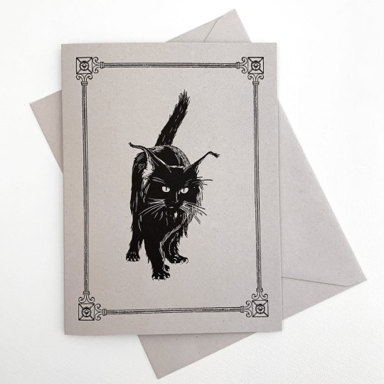 Large Black Cat Letterpress Card ~ Rossi Italy