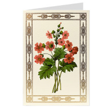 Red Primrose Fancy Card with Elaborate Golden Border ~ Rossi Italy