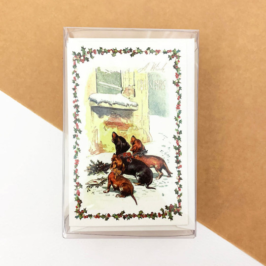 Dachshund Dogs at the Window Christmas Cards Boxed Set ~ 10 Cards + 10 Envelopes ~ Rossi Italy