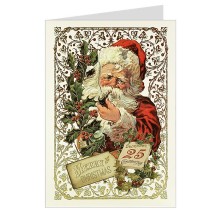 Santa Claus Italian Christmas Card with Gold Highlights ~ Rossi Italy