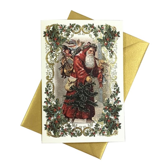 Saint Nicholas Italian Christmas Card with Gold Highlights ~ Rossi Italy