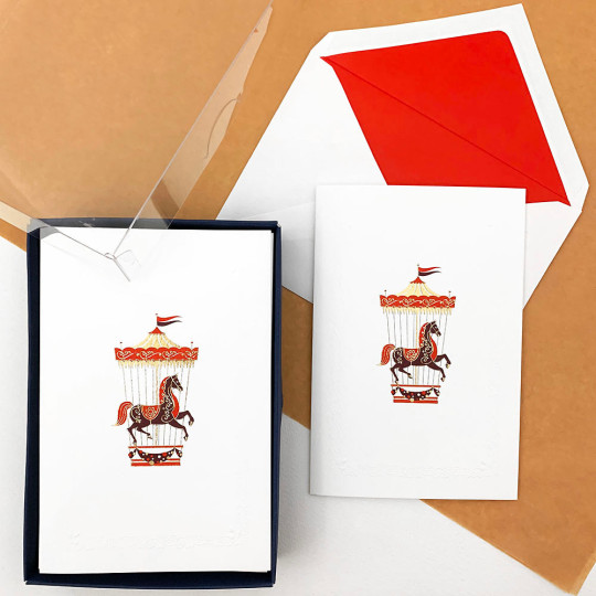 Carousel Horse Christmas Cards Boxed Set ~ 10 Cards + 10 Envelopes ~ Rossi Italy