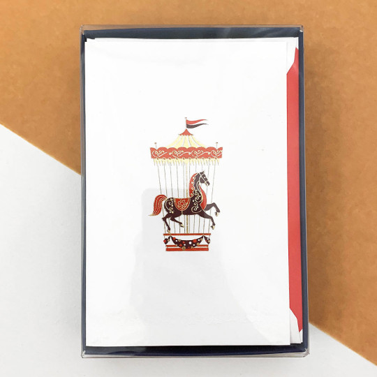 Carousel Horse Christmas Cards Boxed Set ~ 10 Cards + 10 Envelopes ~ Rossi Italy