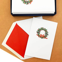 Beautiful Wreath Christmas Cards Boxed Set ~ 10 Cards + 10 Envelopes ~ Rossi Italy