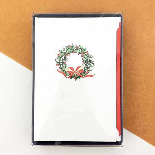 Beautiful Wreath Christmas Cards Boxed Set ~ 10 Cards + 10 Envelopes ~ Rossi Italy