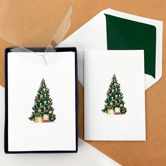 Tree with Gifts Christmas Cards Boxed Set ~ 10 Cards + 10 Envelopes ~ Rossi Italy