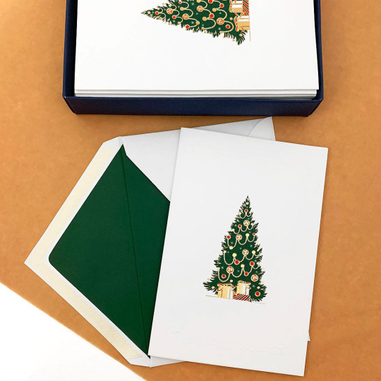 Tree with Gifts Christmas Cards Boxed Set ~ 10 Cards + 10 Envelopes ~ Rossi Italy
