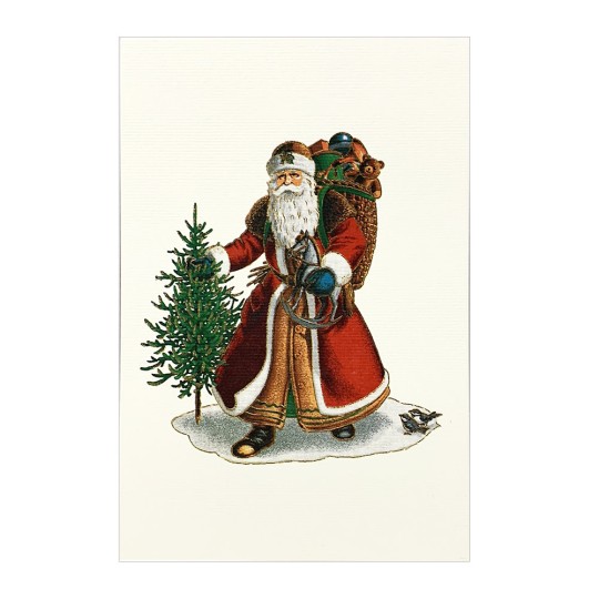 Santa with Red Coat Gold Foil Postcard ~ Rossi Italy