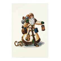 Santa with White Coat Gold Foil Postcard ~ Rossi Italy