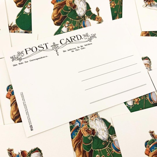 Santa with Green Coat Gold Foil Postcard ~ Rossi Italy