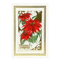 Christmas Poinsettias Gold Foil Postcard ~ Rossi Italy