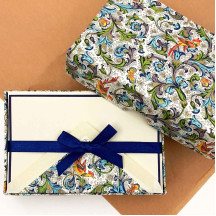 Italian Stationery Folded Card Set ~ 10 Cards + 10 envelopes ~ Rossi Phoenix Florentine with Gold Highlights