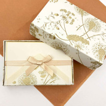 Italian Stationery Folded Card Set ~ 10 Cards + 10 envelopes ~ Rossi Golden Dandelions Florentine with Gold Highlights