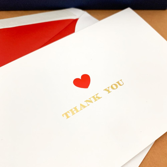 Italian Stationery Folded Thank You Card Set ~ 10 Cards + 10 Envelopes ~ Rossi Red Heart