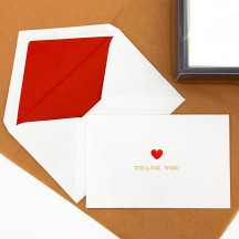 Italian Stationery Folded Thank You Card Set ~ 10 Cards + 10 Envelopes ~ Rossi Red Heart