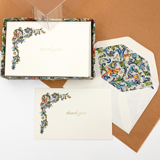 Italian Stationery Flat Thank You Card Set ~ 10 Cards + 10 Envelopes ~ Rossi Florentine Phoenix