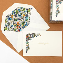 Italian Stationery Flat Thank You Card Set ~ 10 Cards + 10 Envelopes ~ Rossi Florentine Phoenix
