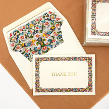 Italian Stationery Folded Thank You Card Set ~ 10 Cards + 10 Envelopes ~ Rossi Florentine Border