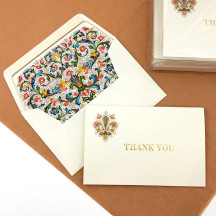 Italian Stationery Folded Thank You Card Set ~ 10 Cards + 10 Envelopes ~ Rossi Florentine Lily