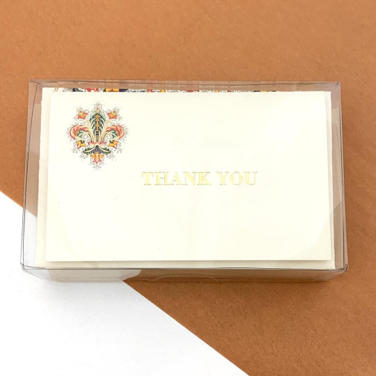 Italian Stationery Folded Thank You Card Set ~ 10 Cards + 10 Envelopes ~ Rossi Florentine Lily