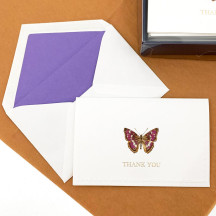 Italian Stationery Folded Thank You Card Set ~ 10 Cards + 10 Envelopes ~ Rossi Butterfly