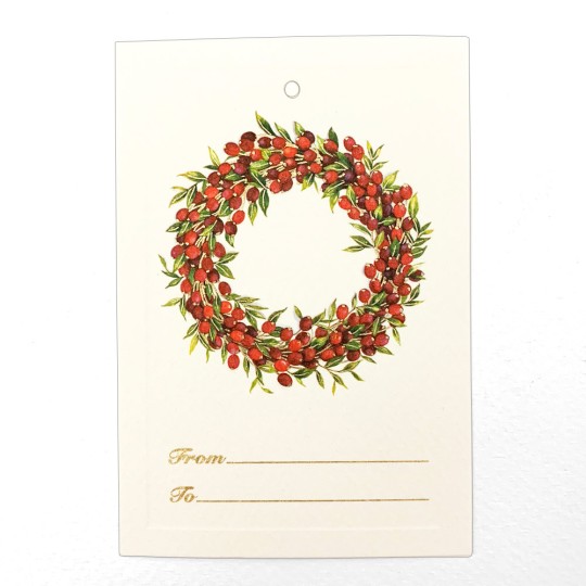 6 Retro Berry Wreath Italian Gift Tags ~ Rossi Italy