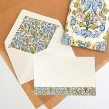 Italian Stationery Flat Card Set ~ 10 Cards + 10 envelopes ~ Florentine Acanthus 