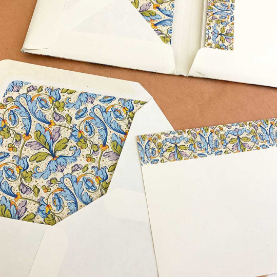 Italian Stationery Flat Card Set ~ 10 Cards + 10 envelopes ~ Florentine Acanthus 