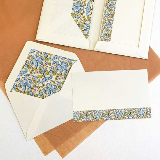 Italian Stationery Flat Card Set ~ 10 Cards + 10 envelopes ~ Florentine Acanthus 