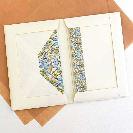 Italian Stationery Flat Card Set ~ 10 Cards + 10 envelopes ~ Florentine Acanthus 