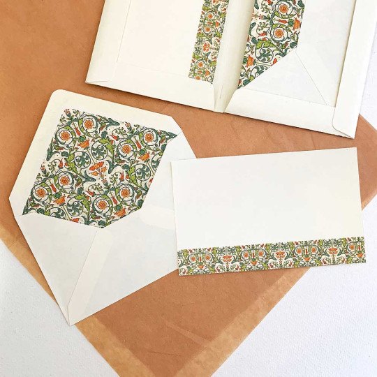Italian Stationery Flat Card Set ~ 10 Cards + 10 envelopes ~ Florentine Flora 