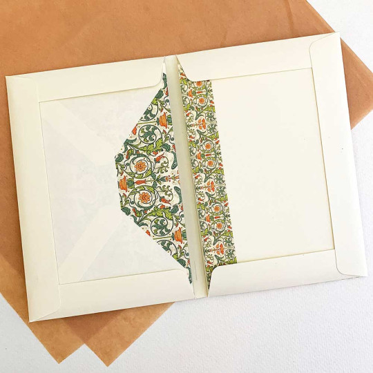 Italian Stationery Flat Card Set ~ 10 Cards + 10 envelopes ~ Florentine Flora 