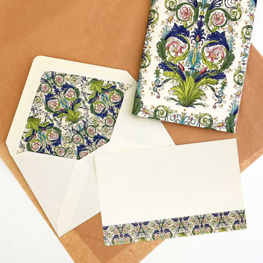Italian Stationery Flat Card Set ~ 10 Cards + 10 envelopes ~ Florentine Pacis 
