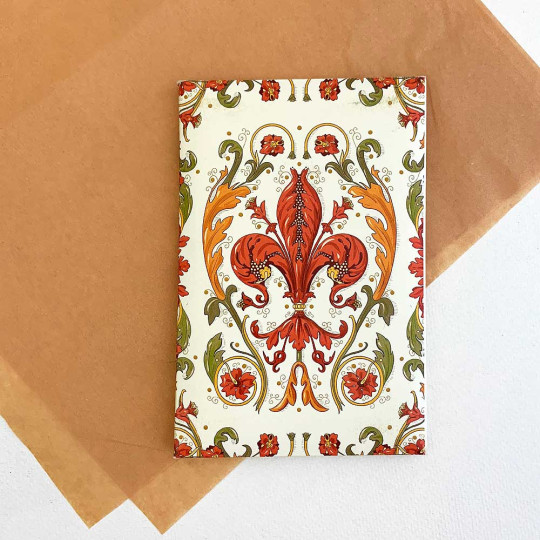 Italian Stationery Flat Card Set ~ 10 Cards + 10 envelopes ~ Florentine Lilium 