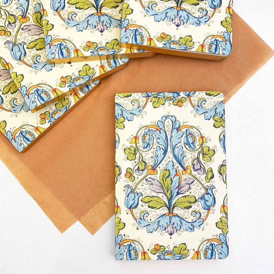 Softcover Italian Florentine Notebook ~ Size A6 ~ Gold Edge ~ Acanthus Design