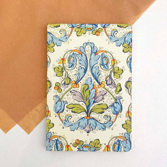 Softcover Italian Florentine Notebook ~ Size A6 ~ Gold Edge ~ Acanthus Design