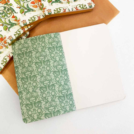 Softcover Italian Florentine Notebook ~ Size A6 ~ Gold Edge ~ Flora Design