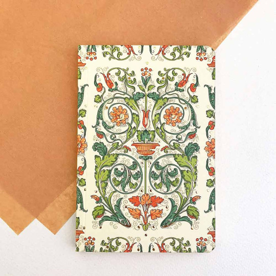 Softcover Italian Florentine Notebook ~ Size A6 ~ Gold Edge ~ Flora Design