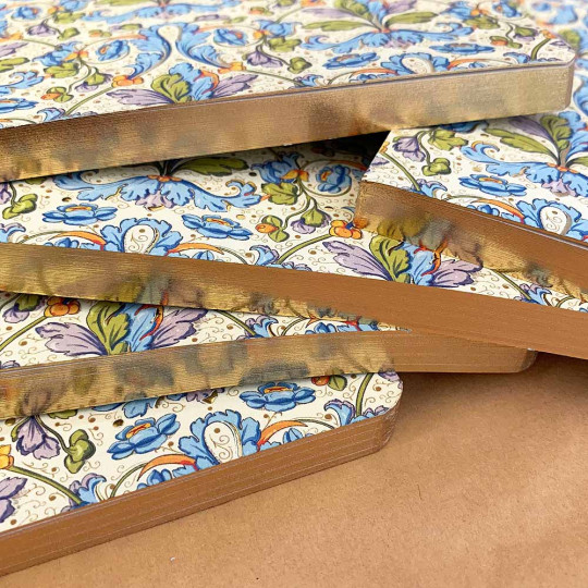 Softcover Italian Florentine Notebook ~ Size A5 ~ Gold Edge ~ Acanthus Design