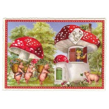 Large Lucky Mushrooms Postcard ~ Germany