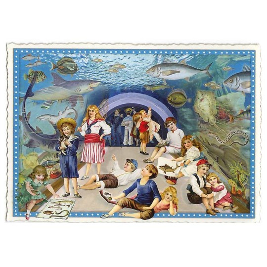 Victorian Children at the Aquarium Large Postcard ~ Germany